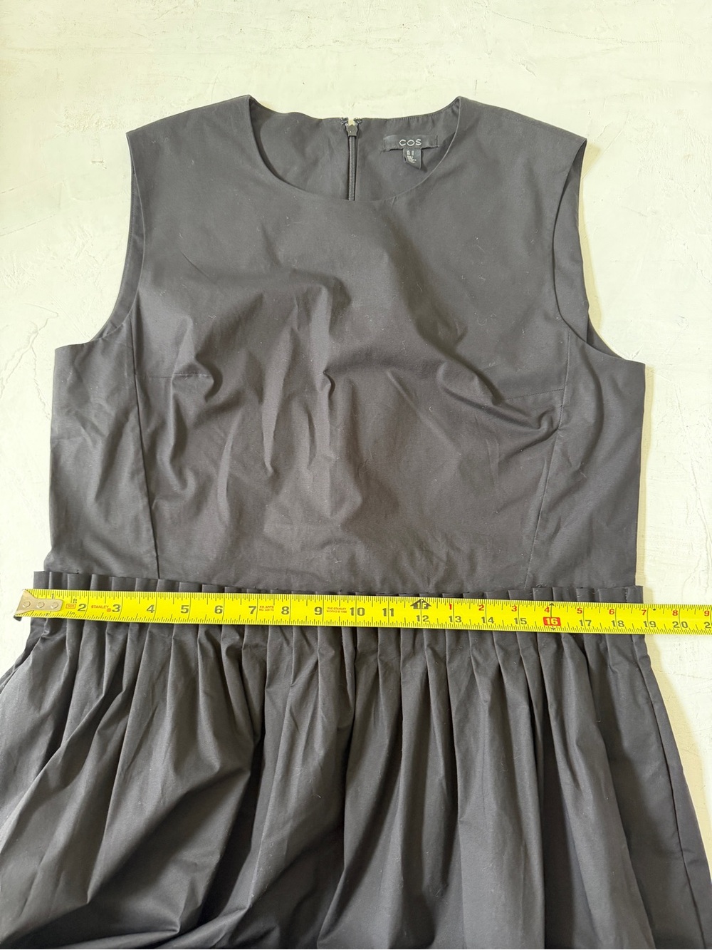 COS Flared Cotton Black Pleated Dress Size 14 - Picture 8 of 9